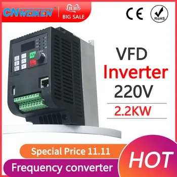 

220V 10A 2.2kW Converter Single-phase Variable Frequency Drive VFD Speed Controller Control Inverter for 3-phase 2.2kW AC Motor