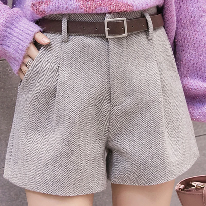 Ceny 2019 nowych moda kobiet szorty Casual kobiety odzież jesienne i zimowe spodenki z wysokim stanem skrzydła kieszenie szeroko nogawkowe szorty 5636 50