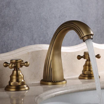 

AFBC Taps Fashion Sink Basin Mixer Tap Set Bathroom Spout Faucet with Double Lever Gold