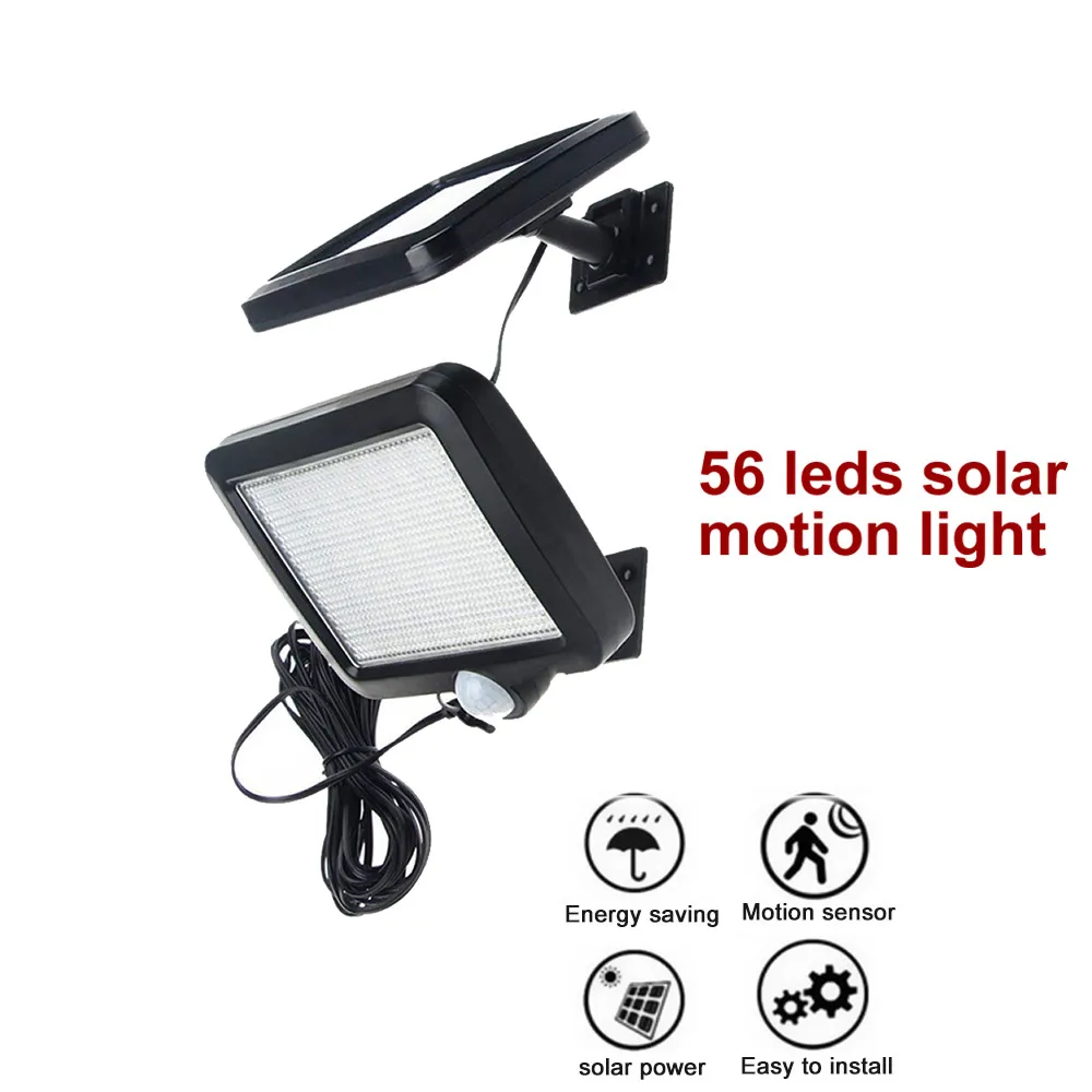 

56 led solar light split mount pIR motion senser Garden street wall lamp for garden patio deck fence stairs 5M cable waterproof