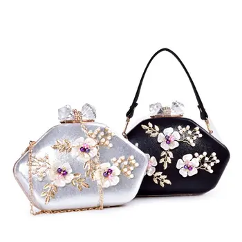 

Women Beaded Flower Evening Bags Wedding Cocktail Party Bridal Clutch Handbag Shoulder Crossbody Wallet Purse A69C