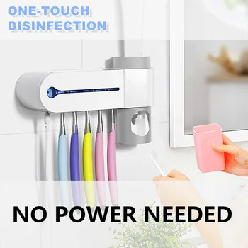 

3 in 1 UV Light Multifunctional Antibacteria Ultraviolet Toothbrush Holder Automatic Toothpaste Squeezers Dispenser Home Set