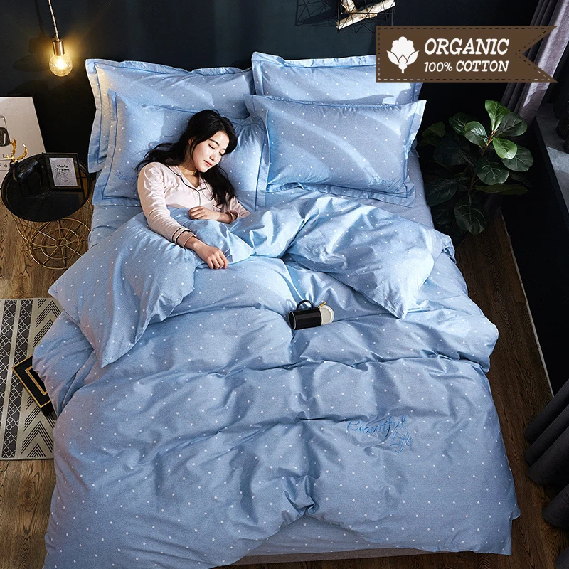 

Star and Stripe Style Bed Linen Set 100% Cotton 40S 133*72 High Density Bed Sheet Quilt Cover Pillowcase 4pcs Bedding Set