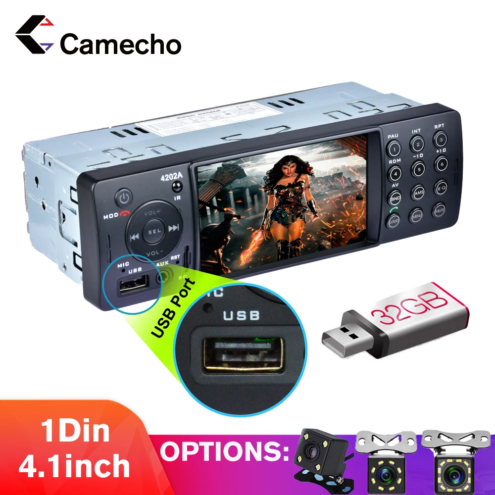 Автомагнитола Camecho 4 1 дюйма 1Din HD 12 В Bluetooth FM USB Aux MP3 MP5|Автомобильные радиоприемники|