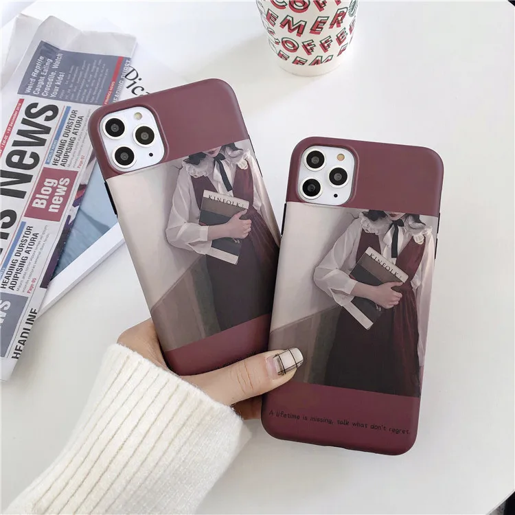 Ins красное вино Ретро Девушка иллюстрация чехол для телефона iPhone 11 Pro Max XR Xsmax X Xs 7