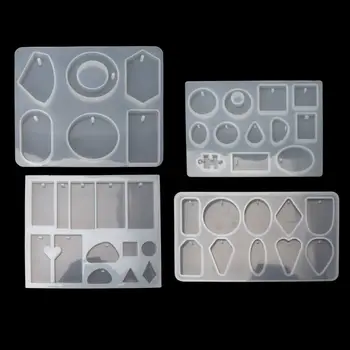 

4Pcs Silicone Resin Mold Jewelry Pendant Mold Kit Necklace Bracelet Jewelry Tool