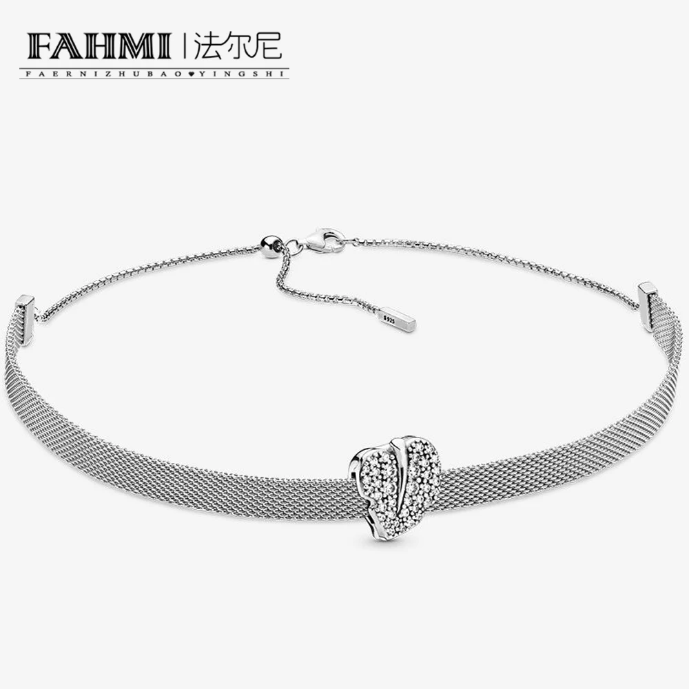 

FAHMI 100% 925 Sterling Silver 2019 Fall New RSG00077 Sparkling Leaf Choker Gift Set Reflexions Vintage Women Necklace Jewelry