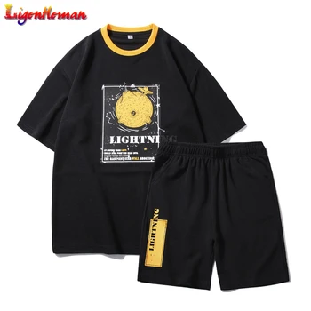 

Men's Top Fashion t shirt + Shorts Tracksuits Brand Men Tracksuits Fitness Jogging Suits Men's Summer Fashion Cotton T-shirt Set