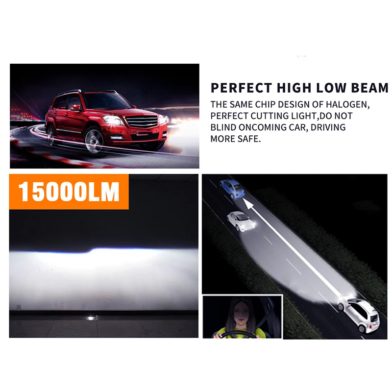 Hlxg с чипом SAMSUNG CSP H4 Led H7 4 стороны 9005 HB3 LED H11 H8 H1 Автомобильные фары 15000LM 80 Вт 6500 к