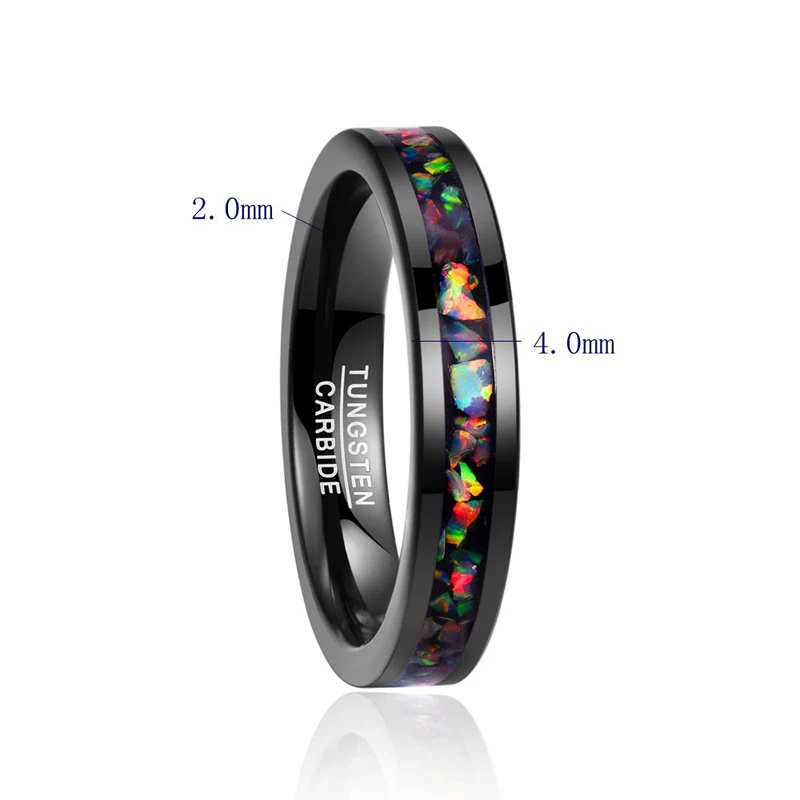 Personality Men' s Tungsten carbide Finger Rings in Black Inlaid Opal Ring Size 7-12 Vintage Jewelry Gift Handmade Rings 3