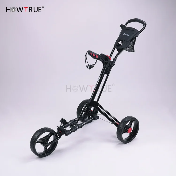 Multi-Functional Golf Car Cart Collapsible 3 round Push Cart Push Pull Golf Trolley Folding 3 Wheel