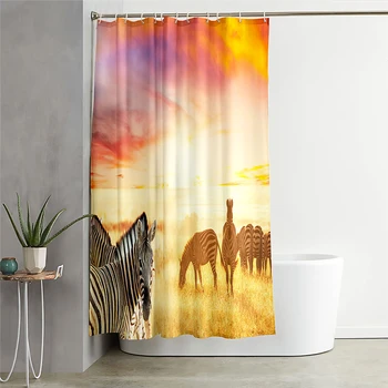 

Rustic Shower Curtains Printed Doors Of Zebra Animals Rock House With Past Fabric Bathroom Douchegordijn