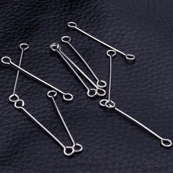 

200Pcs/Lot 30MM Earring Findings Supplies Metal Double Eye Pin Needle Earrings Connecting Rod For DIY Jewelry Making Accessories