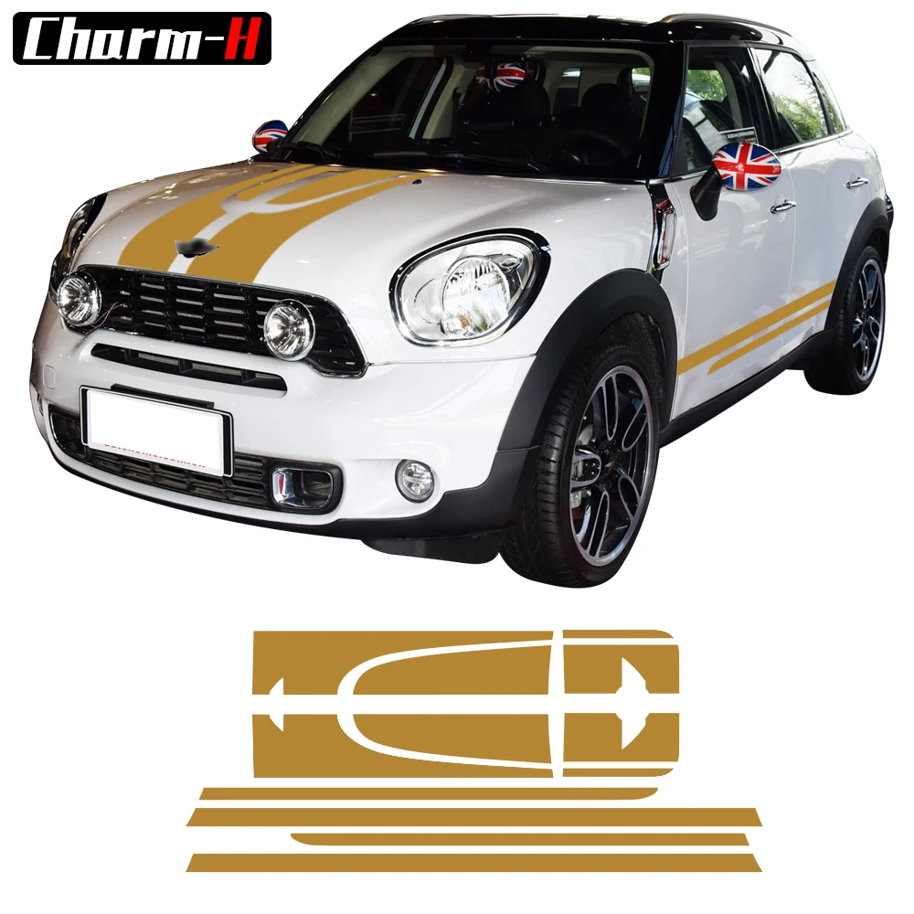 Черный Набор стикеров с полосками на автомобиль наклейка заднюю панель для MINI