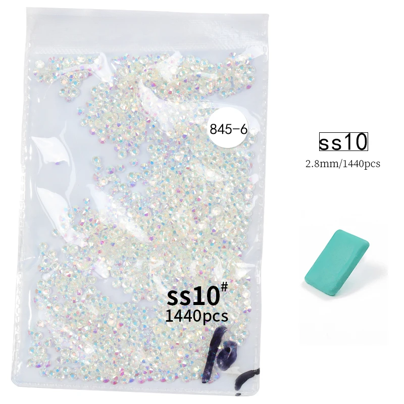 ss10(1440pc) SS3-SS16 1440 шт Супер Блестящий плоский с оборота многоцветный не исправление стразы для украшения ногтей и танцевального украшения - Цвет: ss10(1440pc)