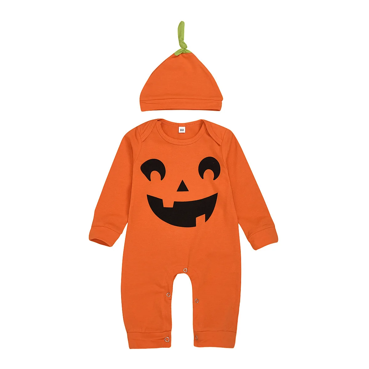 Spring and Autumn new baby Halloween Cosplay pumpkin cartoon printed with hat coat climbing clothes |