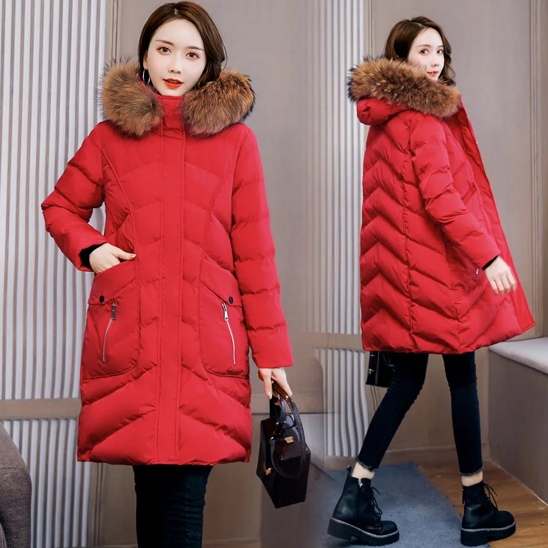 

Cotton Coat Women's Mid-length 2019 New Style Korean-style Winter Coat Students Thick down Coat Cotton-padded Jacket Casual Cott