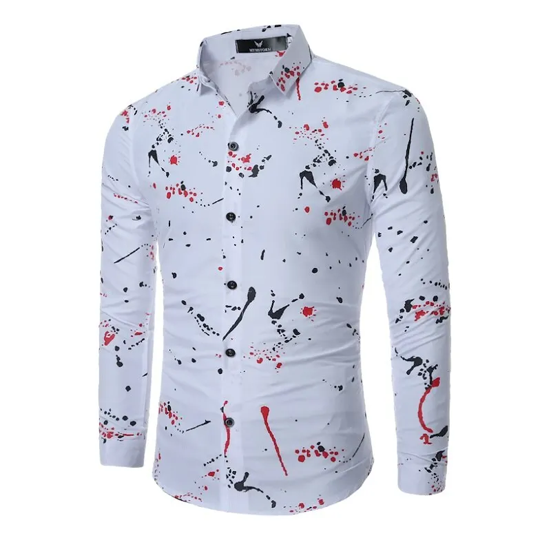 MJARTORIA Мужская Повседневная рубашка с длинным рукавом, модная Цветочная рубашка с 3D принтом розы, приталенная рубашка с отложным воротником, мужская одежда - Цвет: color 9