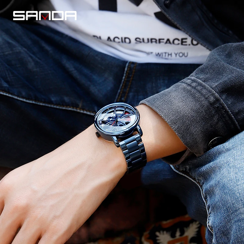 SANDA reloj hombre 1025 новые мужские кварцевые часы мужские модные часы с вращающимся циферблатом мужские повседневные часы relogio masculino подарок