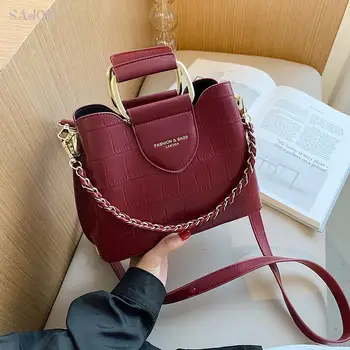 

Women Lovely Leather Handbags Chain Wild Famale Shoulder Messenger Fashion Lady Handbag Crossbody Vintage Bag For Girl
