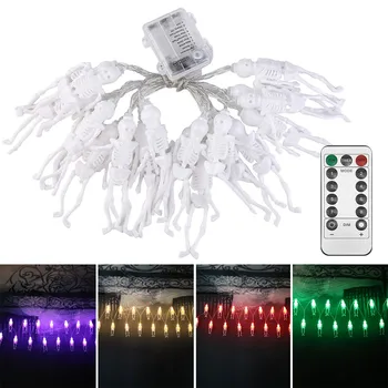 

3m 20LED 4.5m 30LED Skeleton Halloween String Lights 8 Lighting Modes Battery Operated Light with Remote Control Halloween Decor