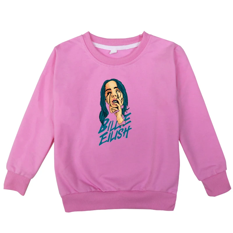 Детские толстовки с капюшоном с принтом Billie Eilish; сезон весна-осень; толстовки для мальчиков и девочек; Повседневный хлопковый Детский свитер; Одежда для девочек-подростков