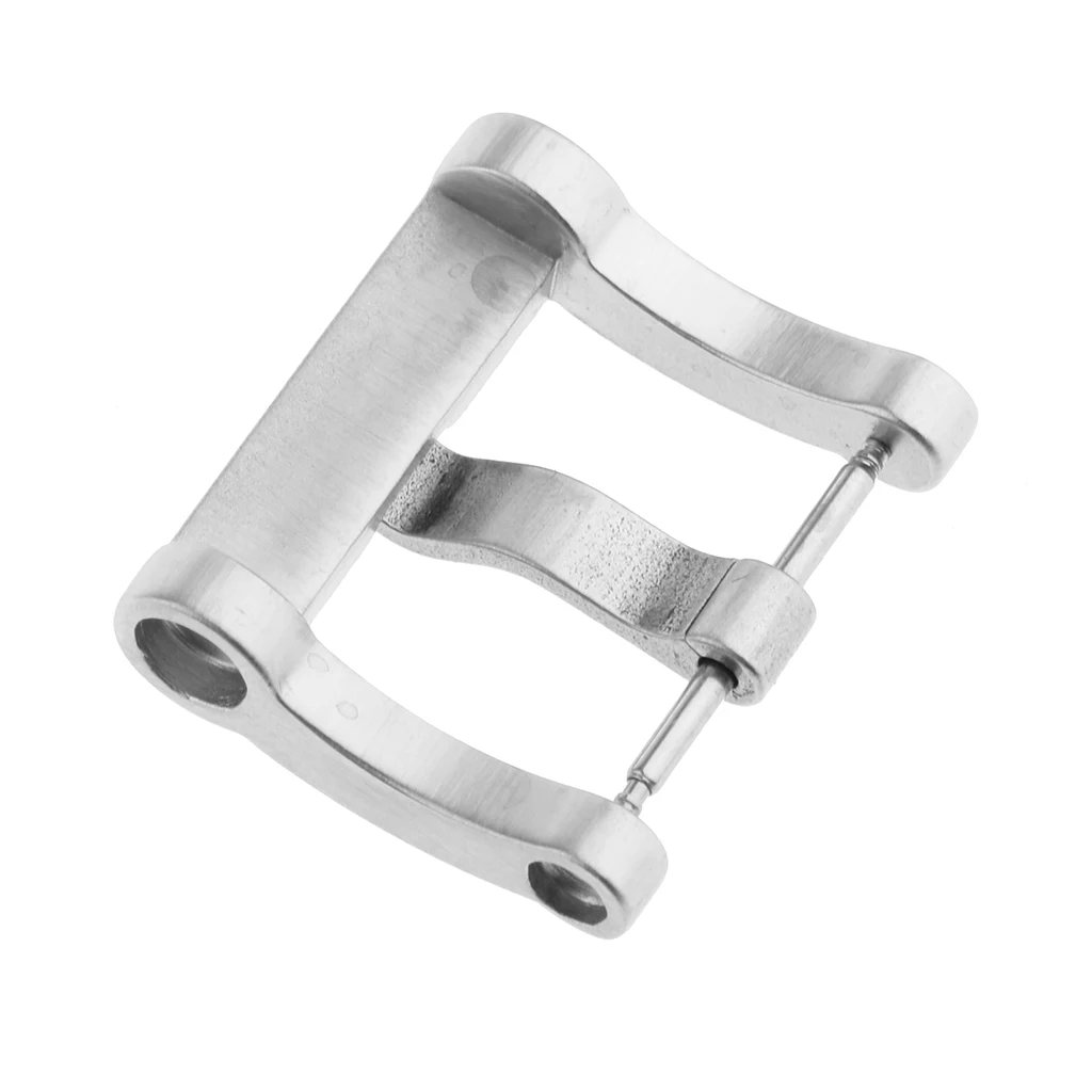 20mm Silver Wrist Watch Band Pin Buckle Brushed Solid Stainless Steel