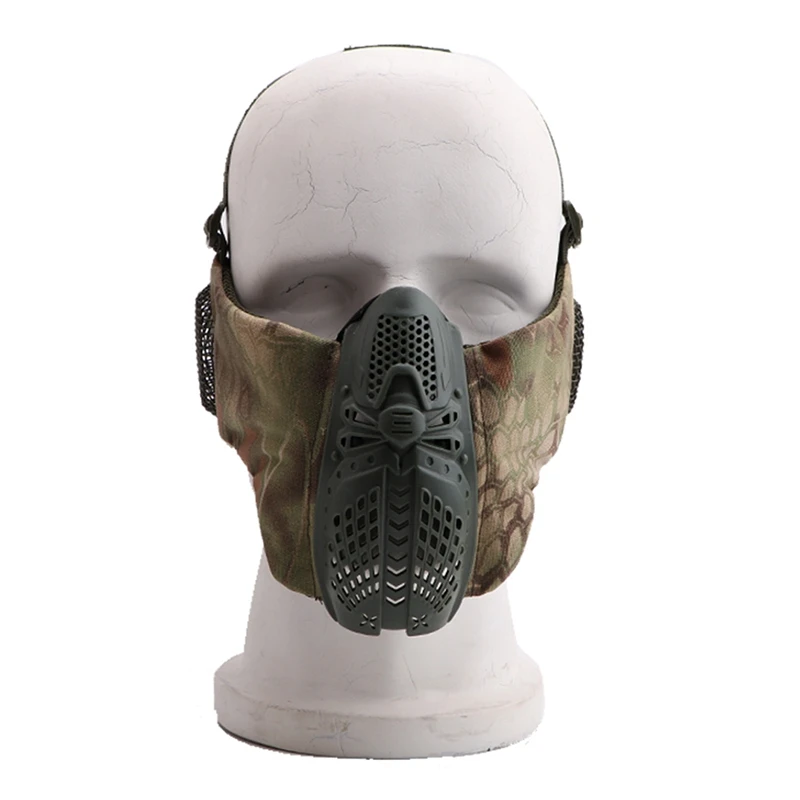 Страйкбольная полумаска для лица с защитой от ушей, складная Нижняя маска, тактические Пейнтбольные полумаски для лица для охоты, военного велоспорта - Цвет: GM