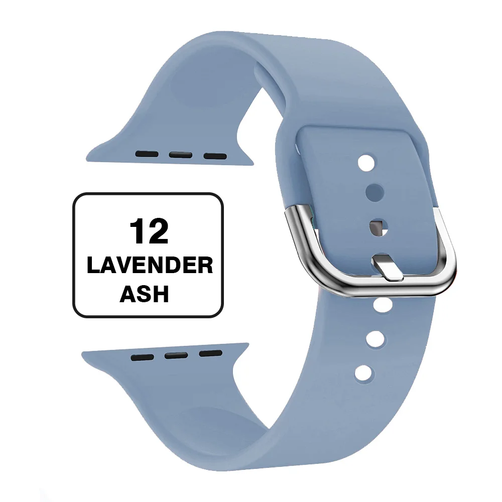 Подходит для Apple 38 мм 42 мм iWatch 4 44 мм 40 мм u-образная Пряжка спортивные силиконовые часы Apple 5 Аксессуары - Цвет ремешка: Lavender ash