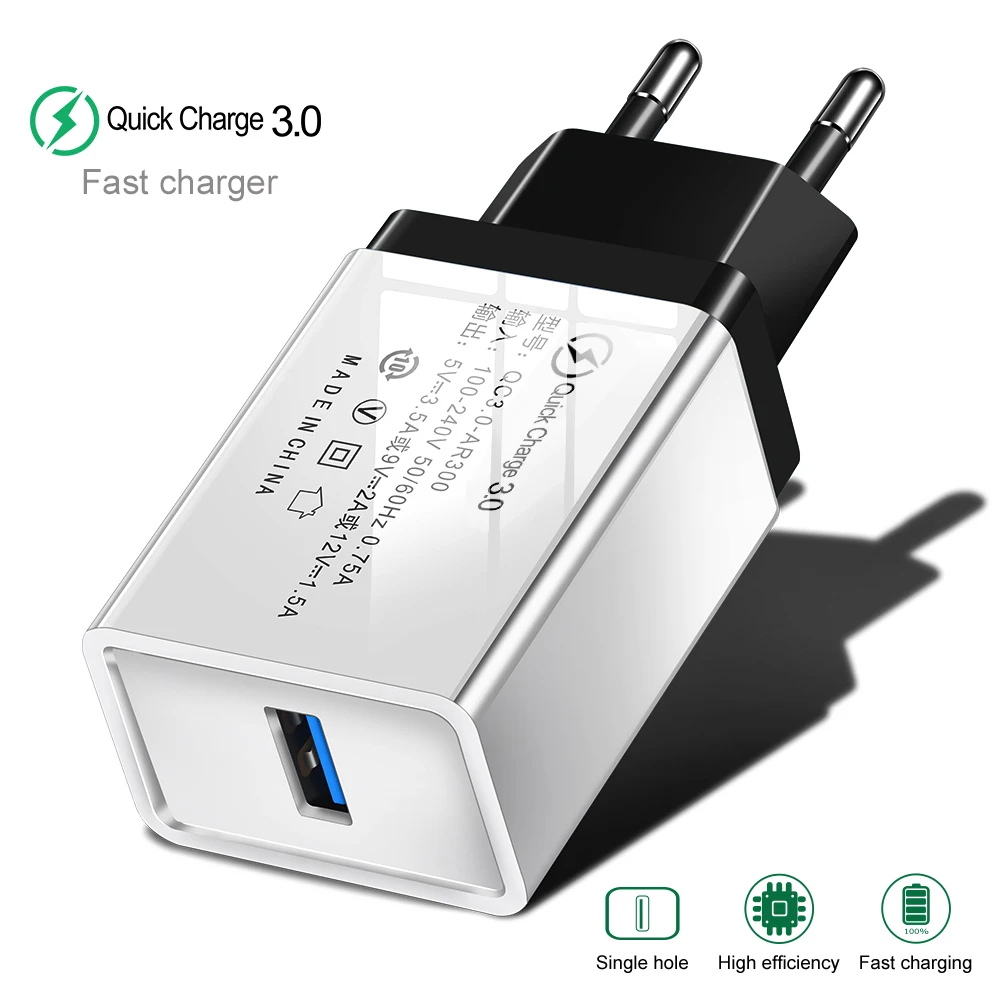 Зарядное устройство USB quick charge 3,0 для apple iphone 7 8 6 6s x ipad EU адаптер питания Зарядка для samsung s8 s9 huawei зарядное устройство для телефона - Тип штекера: Black