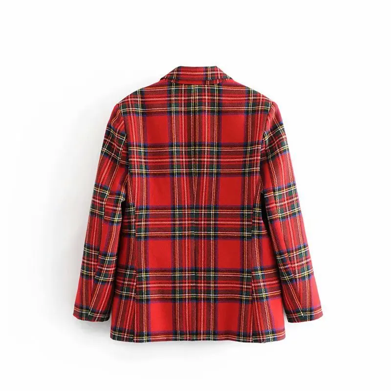 

2018 Autumn New Style Western Style Suit Collar Plaid Woolen Single Breasted Suit WOMEN'S Coat Q3135