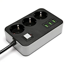 

new Round Power Strip USB Travel Adapter Socket Power Plug Eu 1.8M Extension Cable Kitchen Universal Charger