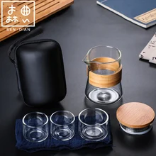 SENDIAN Portable Travel Glass Tea Cup Set High Temperature Glass Teapot Set 2021 New Hot Travel Essential Tea Set Accessories