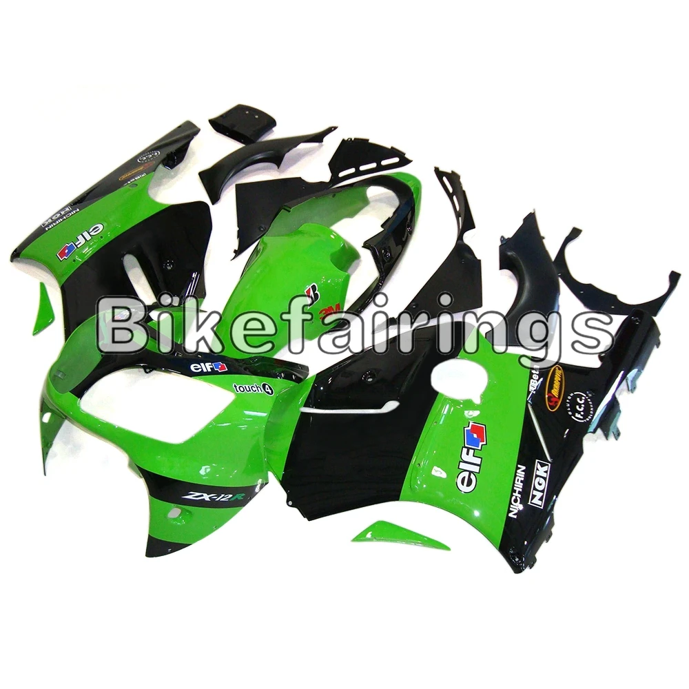 Зеленые Черные чехлы для мотоциклов для Kawasaki ZX12R 2000 2001 ZX-12R 00 01 мотоциклы литья под давлением Пластиковые чехлы для мотоциклов полные панели