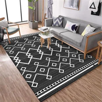 

Fashion modern Nordic Gray-black diamond living room carpet bedroom Bedside rug plush non-slip floor mat custom made