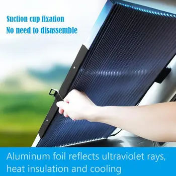 

VODOOL 46cm Retractable Car Front Rear Windshield Sunshade Truck SUV Window Parasol Sun Visor Shade Shield UV Protection Curtain