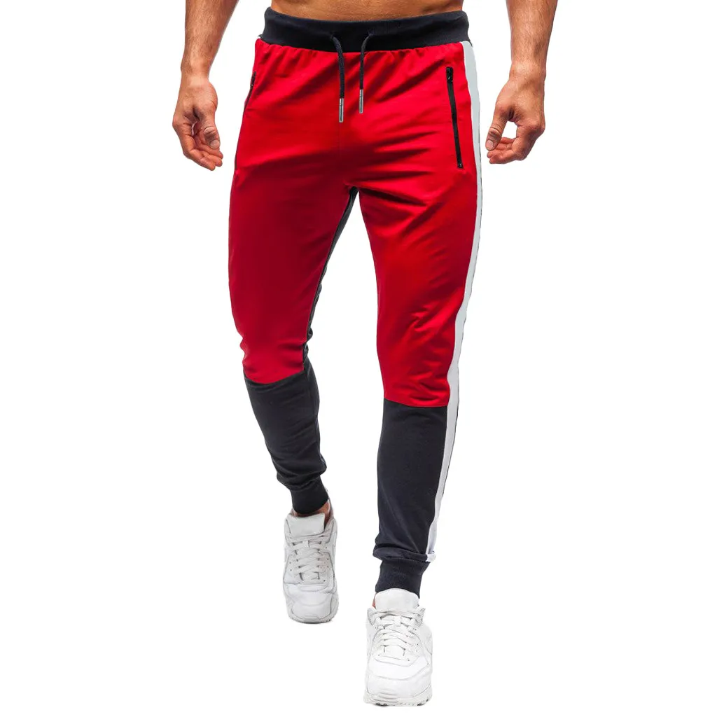 Мужские спортивные повседневные эластичные брюки Slim Fit Paneled уличная хип-хоп Лоскутная уличные брюки штаны для бега спортивные брюки