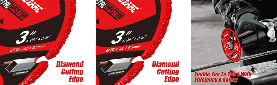 EZARC Diamant-Trennscheibe 76mm X 9,5mm für Metall, Schneidscheibe mit über 5000 Schnitten auf Bewehrungsstahl, Stahl, Eisen und Edelstahl – Detail 1