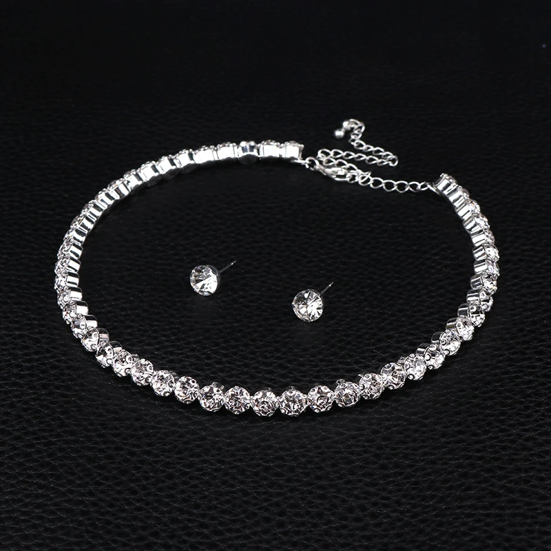 Bridal Jewelry Sets Crystal Jewelry Sets TREAZY Circle Crystal Bridal Jewelry Sets Silver Color African Beads Rhinestone Wedding Necklace Earrings Bracelet Set For Women