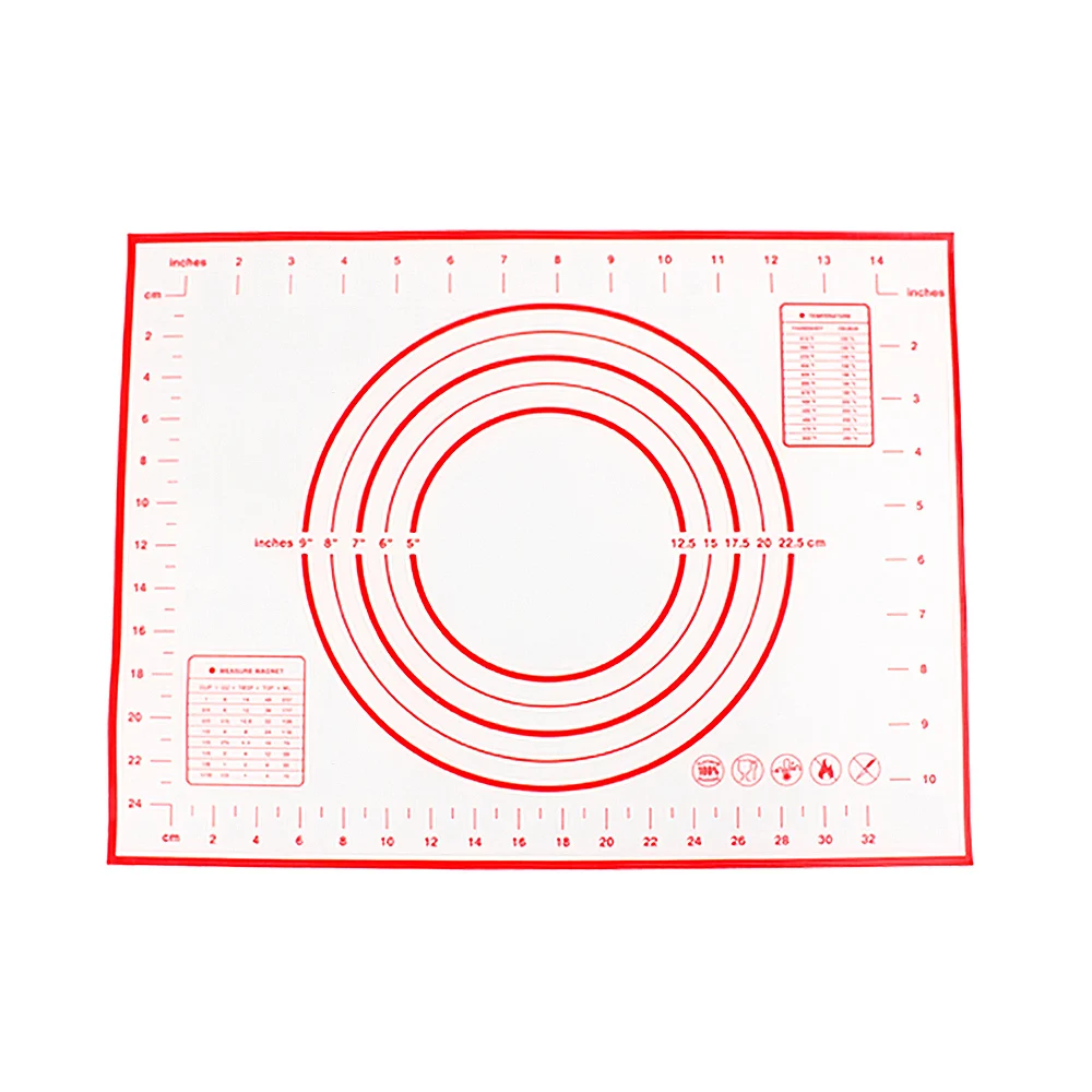 Силиконовый коврик для выпечки, коврик для приготовления теста с измерениями, нескользящий коврик для выпечки для кухни, дня рождения, свадьбы - Цвет: Red