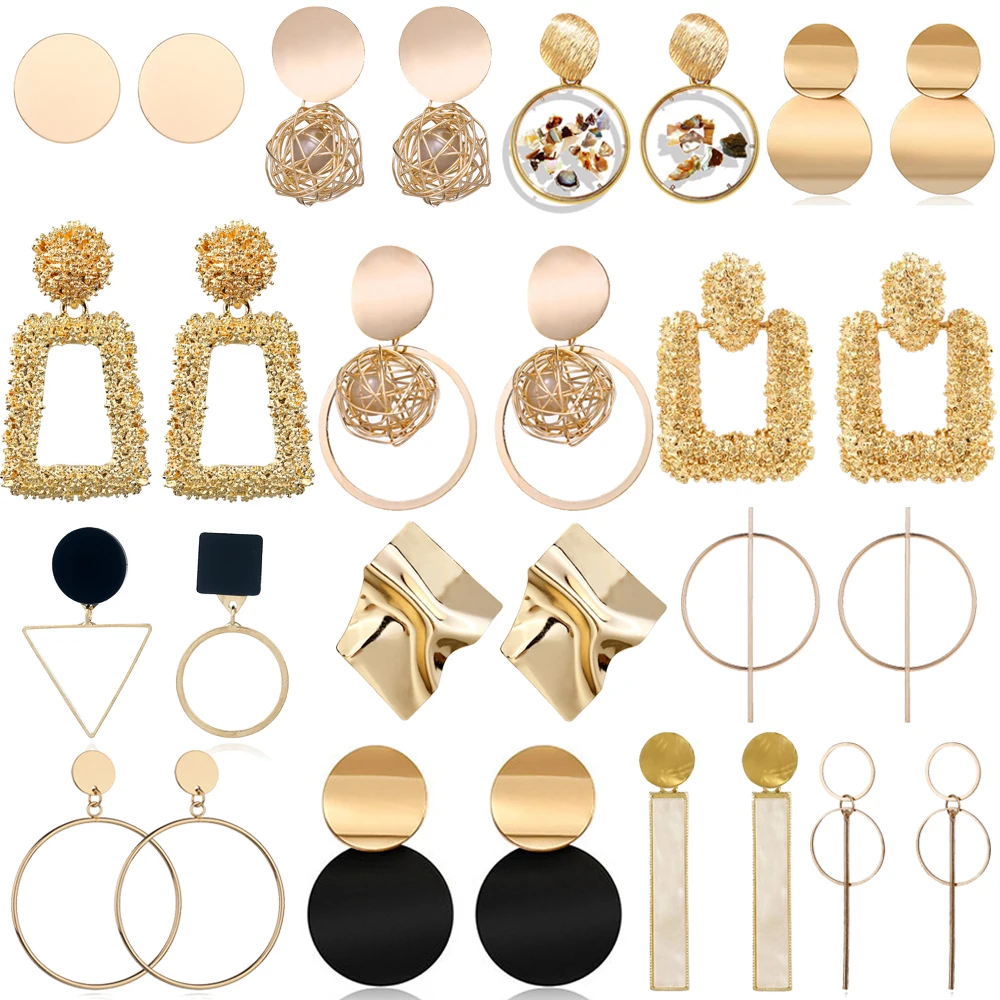 Big Drop Earrings for Women Geometric Statement Earrings female Fashion Modern Jewelry hanging kolczyki oorbellen