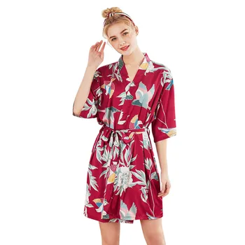 

sleep robes Women's sexy satin ladies print Nightgown short-sleeved nightdress sleepwear nightwear summer clothes gifts 2020 new