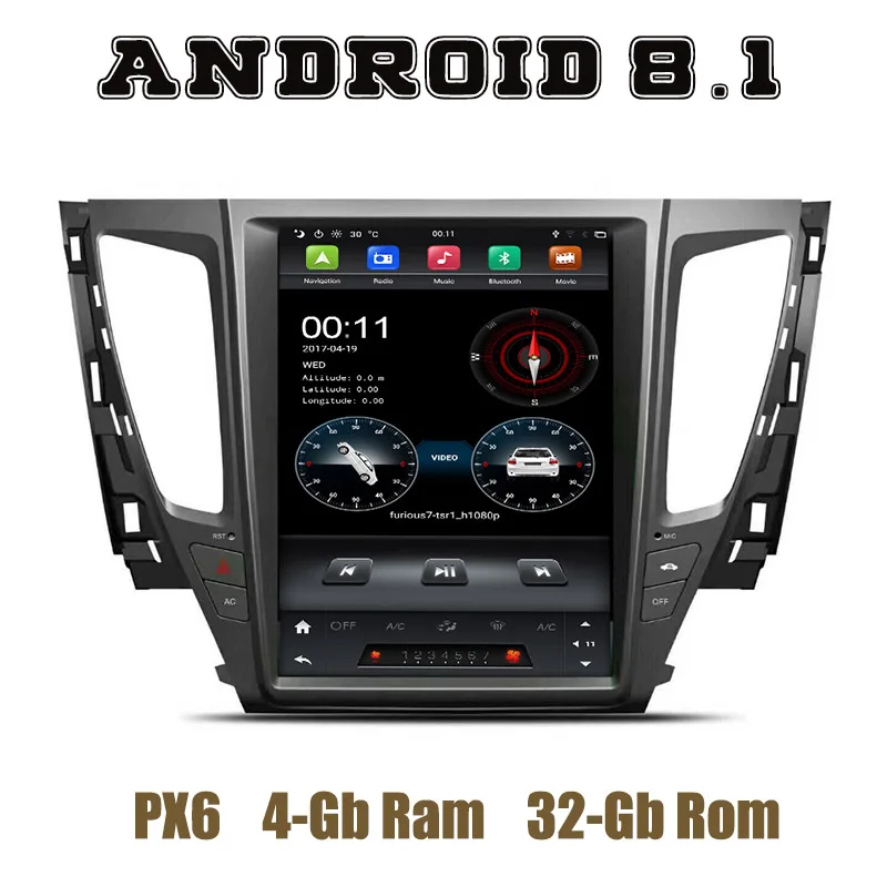 

12.1" IPS screen PX6 Tesla Style android 8.1 car radio gps player for mitsubishi pajero sport 2017 2018 2019 with wifi usb 4+32G