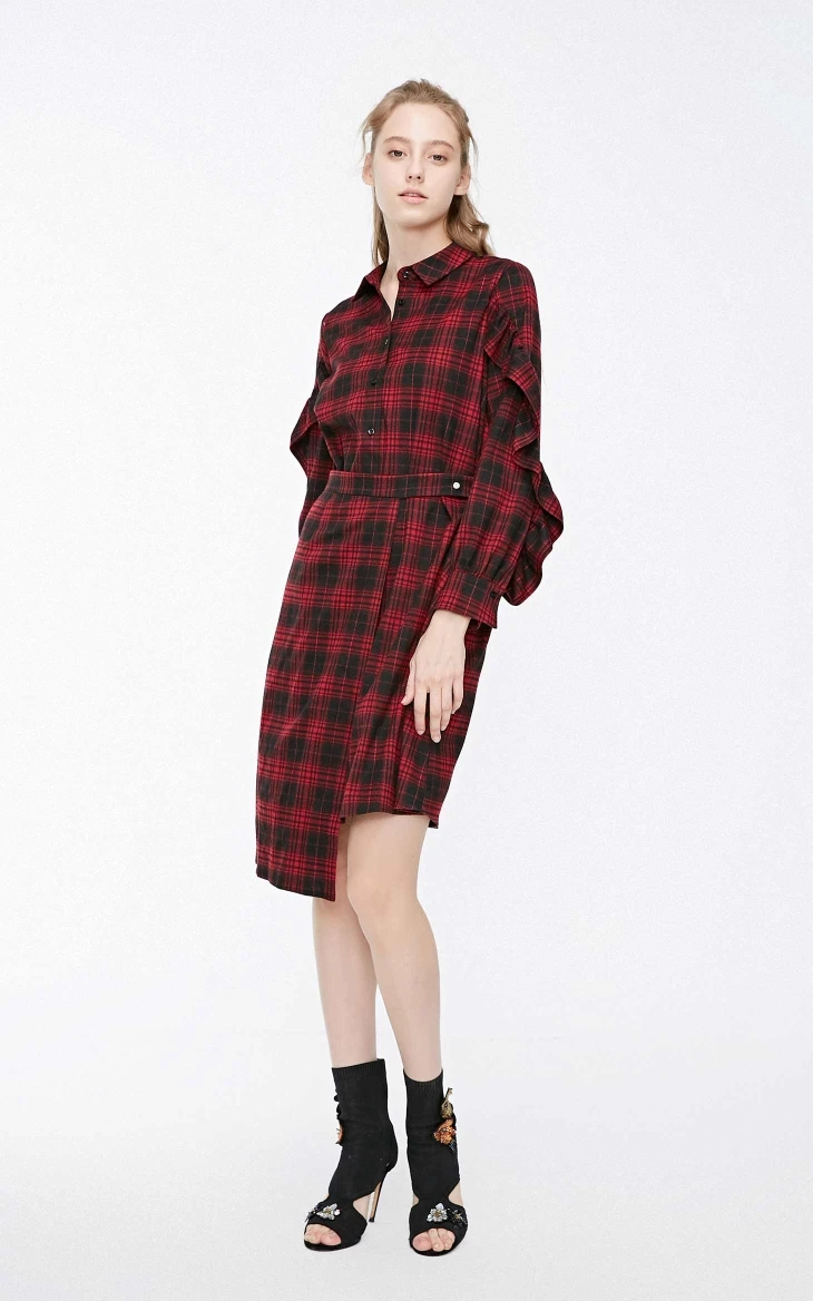 Vero Moda женское расклешенное платье в клетку с отложным воротником | 31917D508