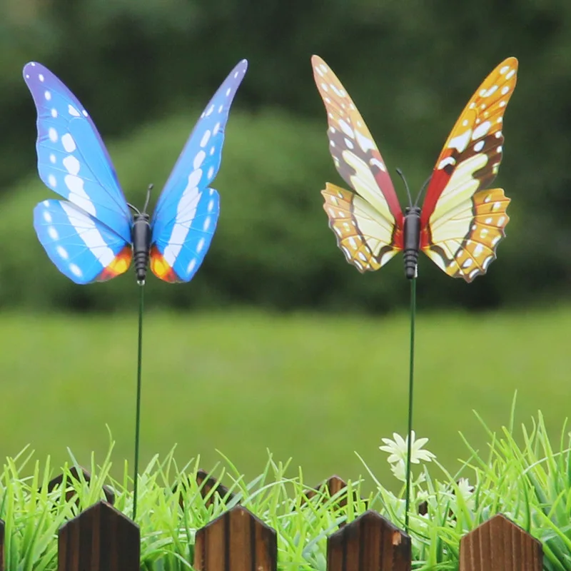 10pcs Simulation Plunge Butterfly Gardening Flower Arrangement Butterfly Blooming Flowers Gardening Pots Vase Decorative