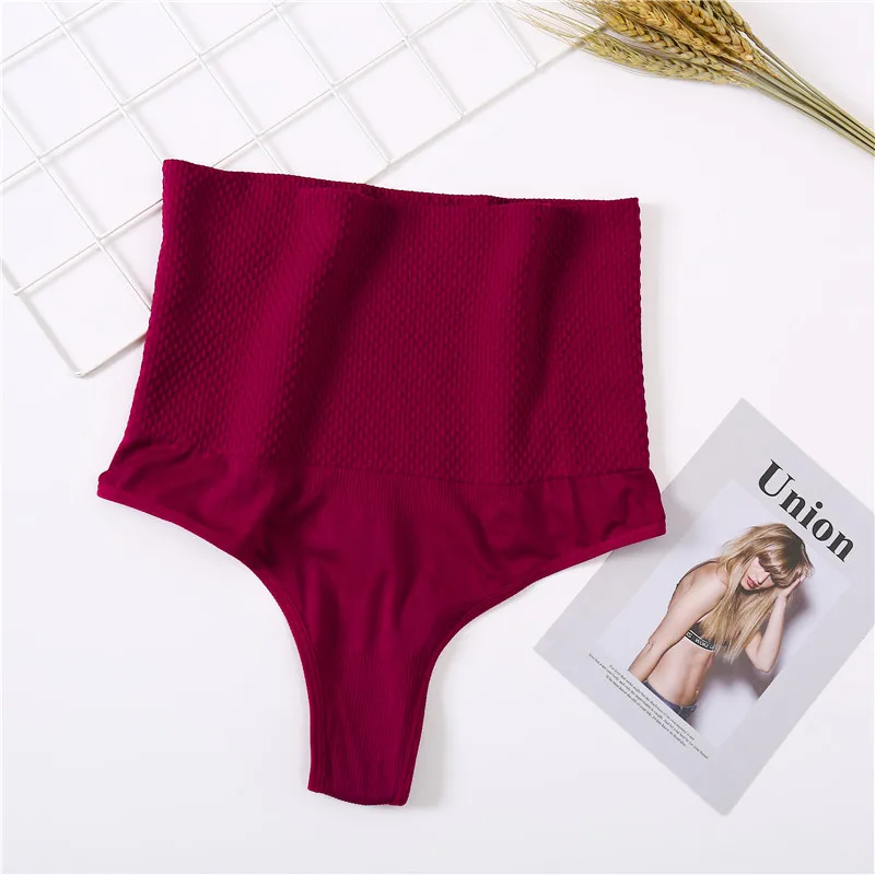 Style 2 Wine red Women High Waist Shaper Sexy Thong Autumn Breathable Body Shapers Slimming Underpants Tummy Underwear Soft Shaping Panties M-2XL - Цвет: Style 2 Wine red