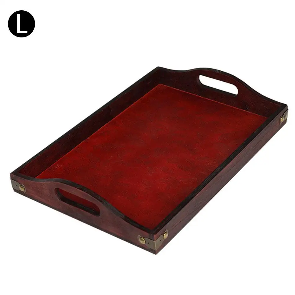 Retro Hotel Dessert Rectangular Dinner Home Storage Solid Wood Snack Tea Food Tableware Serving Tray Kitchen Storage