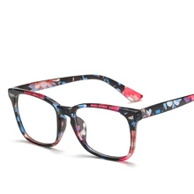 New square retro flat mirror classic unisex myopia frame glasses literary rivets ultra light casual no degree reading glasses