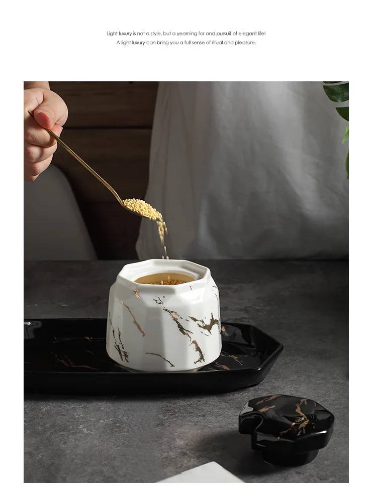 Скандинавский Цвет Глазурь домашнее масло для кухни горшок солонка приправа коробка креативная простая мраморная позолоченная керамическая приправа сосуд сочетание