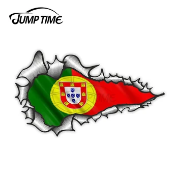 

Jump Time Ripped Torn Metal Design With Portugal Portuguese Flag Motif External Vinyl Car Sticker for Windows Bumper